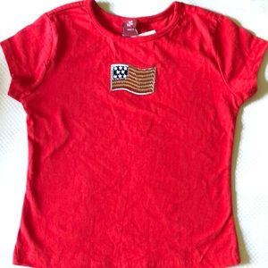 Top girls new size S 6-6X patriotic sequined flag cap sleeve cotton